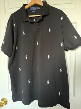 Polo by Ralph Lauren Black Polo with White Pony Embroidery